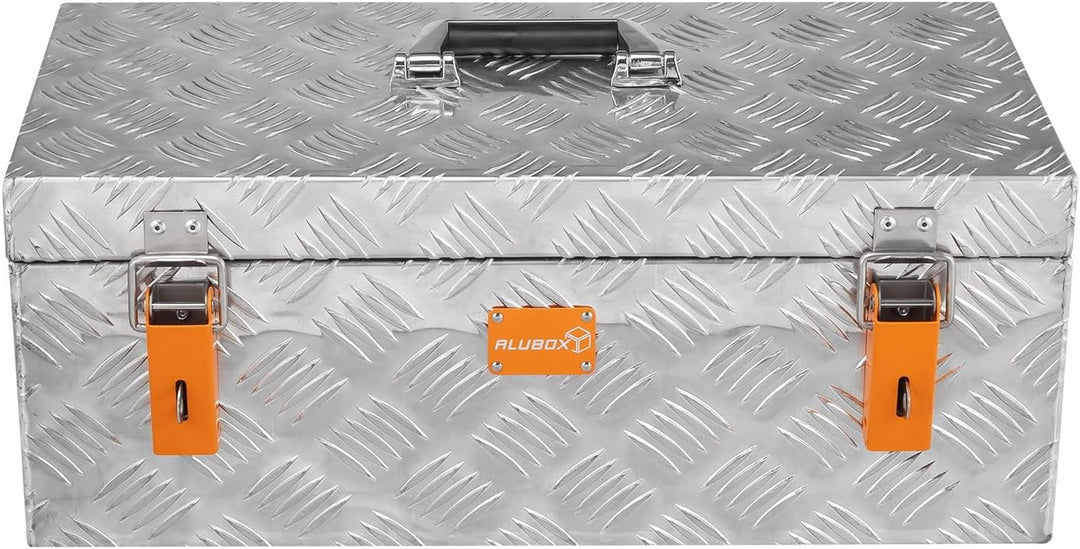 Aluminium Riffelblech Werkzeugbox 1,5mm Stärke - XXL Werkzeugtruhemit Einsatz - 59,5 x 29 x 23,5 cm