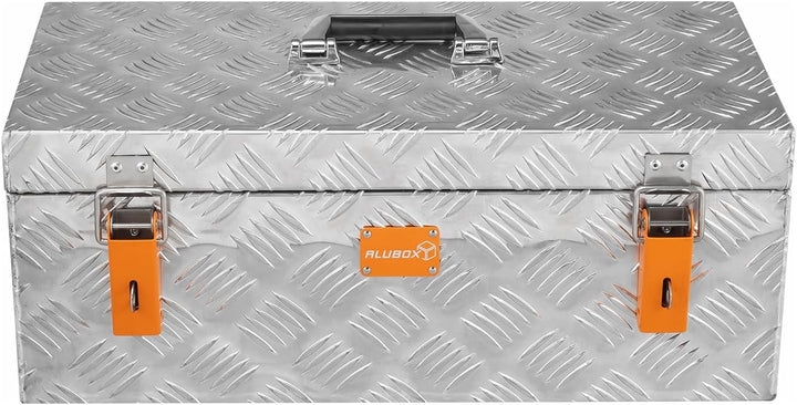 Aluminium Riffelblech Werkzeugbox 1,5mm Stärke - XXL Werkzeugtruhemit Einsatz - 59,5 x 29 x 23,5 cm