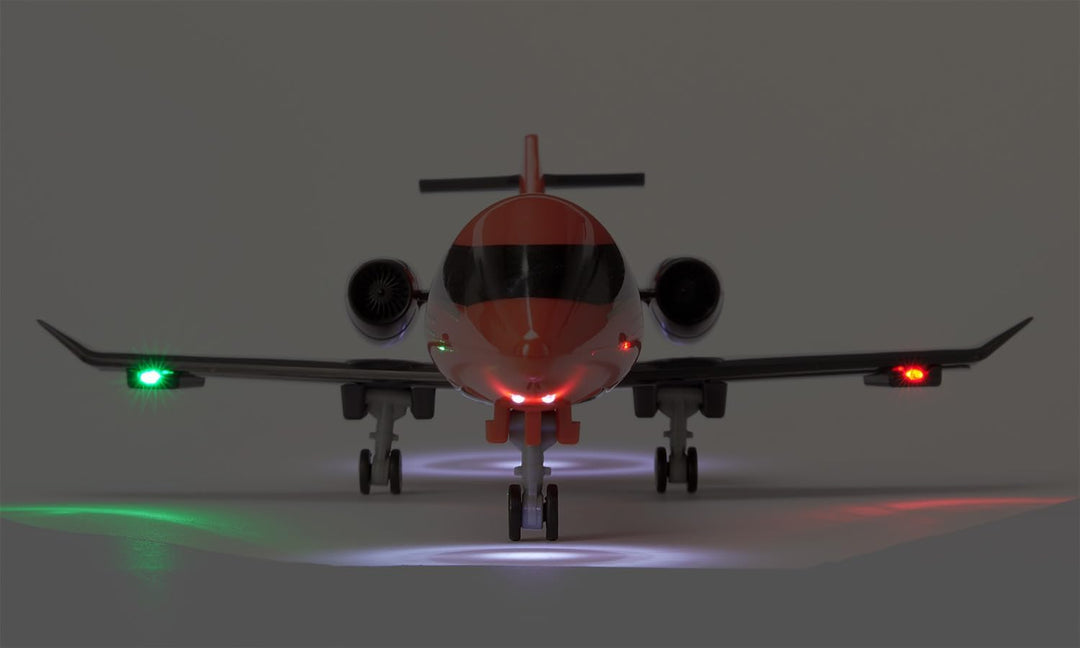siku 2526, Geschäftsflugzeug, Spielzeug-Jet, Kunststoff, Rot, 7 LED-Lichter, Ein- und ausklappbares
