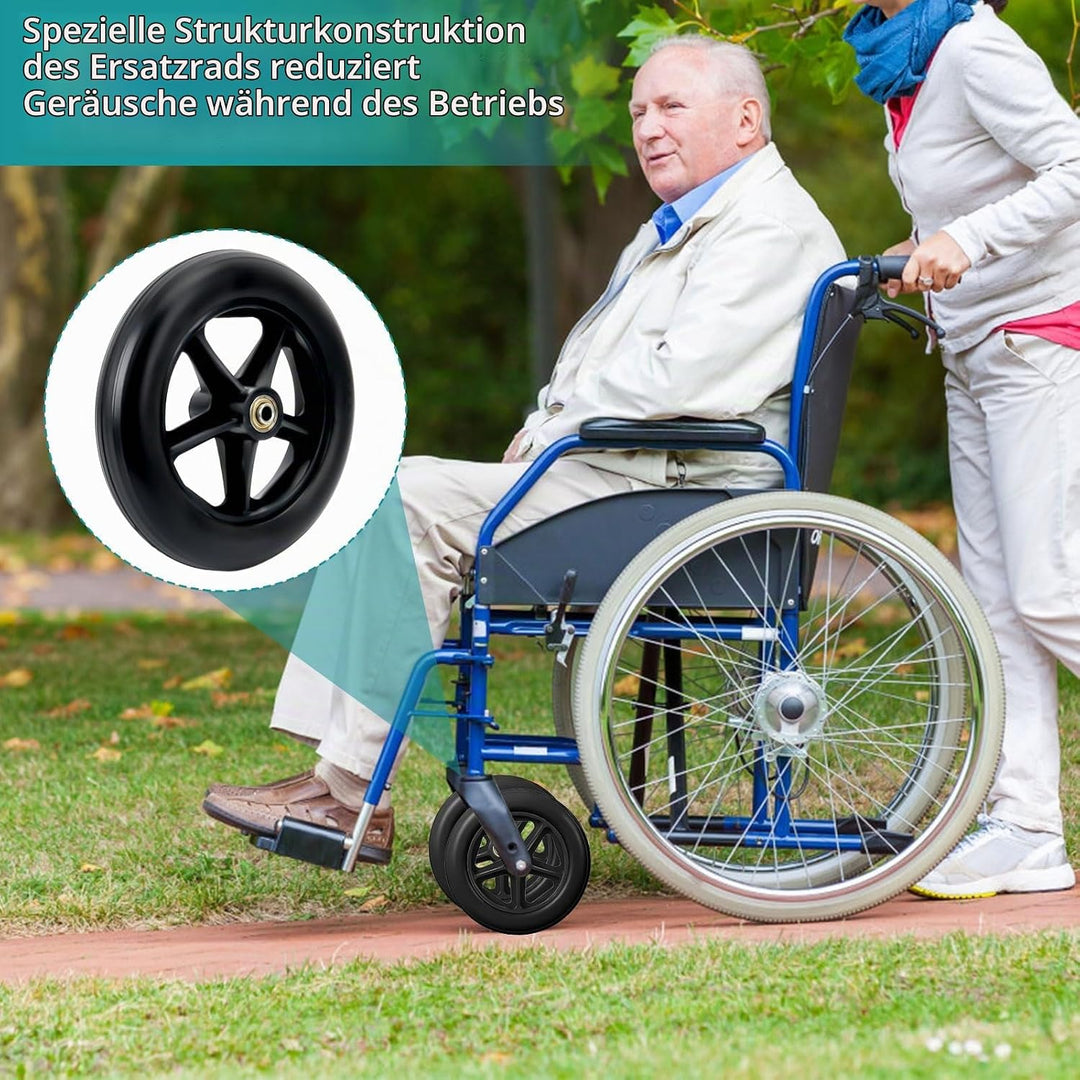 200mm Solide Ersatzräder-2 Stück Ersatzrad Rollator Vorderräder,Rutschfeste&amp;Stossdämpfung,Ersatzrad