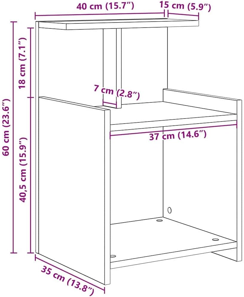 vidaXL Bett Schränke 2 STK Altes Holz 40x35x60 cm Holzwerkstoff, Altes Holz