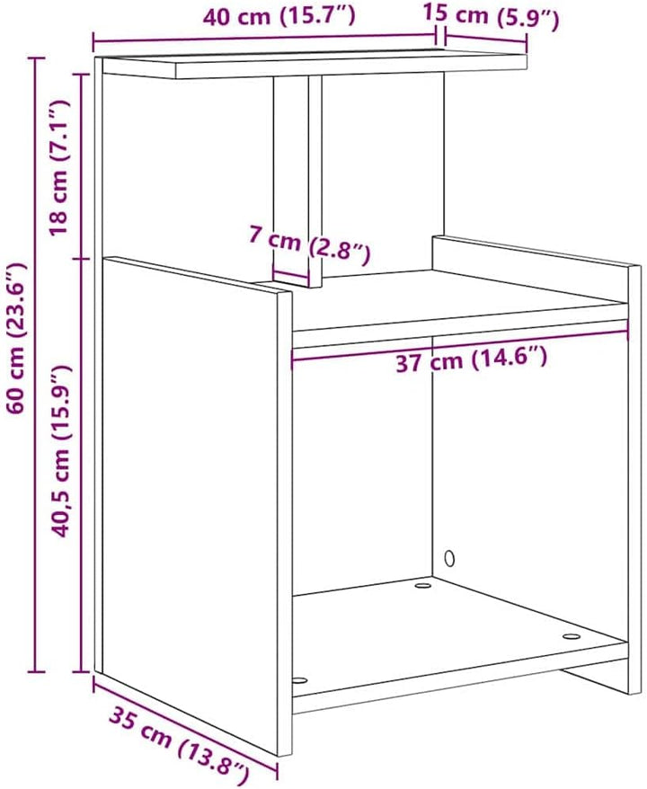 vidaXL Bett Schränke 2 STK Altes Holz 40x35x60 cm Holzwerkstoff, Altes Holz