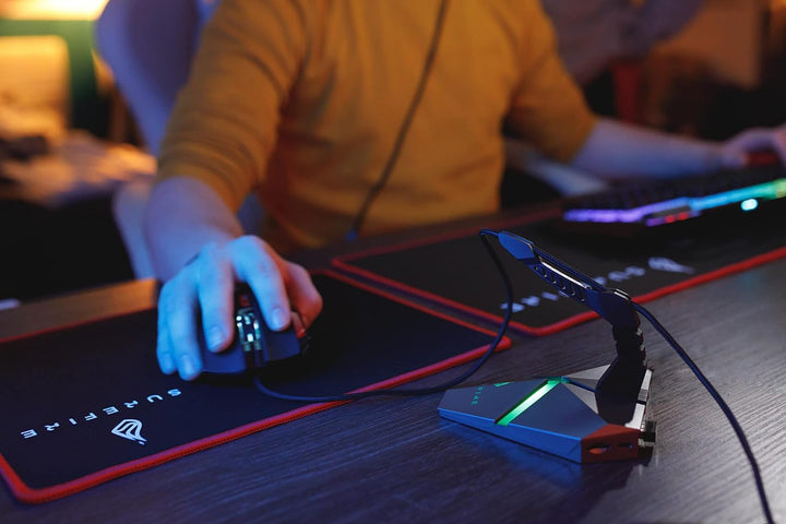 SureFire Axis Gaming Hub - Maus Bungee RGB mit 3x USB 3.2 Gen 1 Anschl├╝ssen, Mauskabelhalter, micro