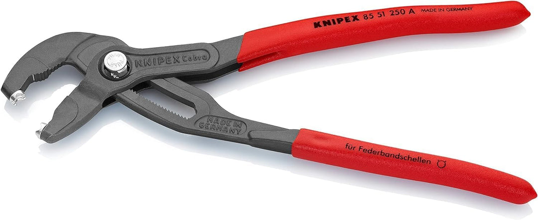 KNIPEX Federbandschellenzange für Schlauchschellen, Chrom-Vanadium, atramentiert, 250 mm, 85 51 250