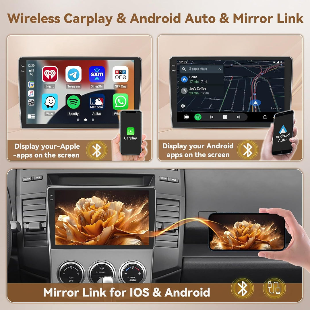 Hikity Android 15 4+64G Autoradio für Mazda 5 2007-2010 mit 9 Zoll Incell Touchscreen, Autoradio 2DI