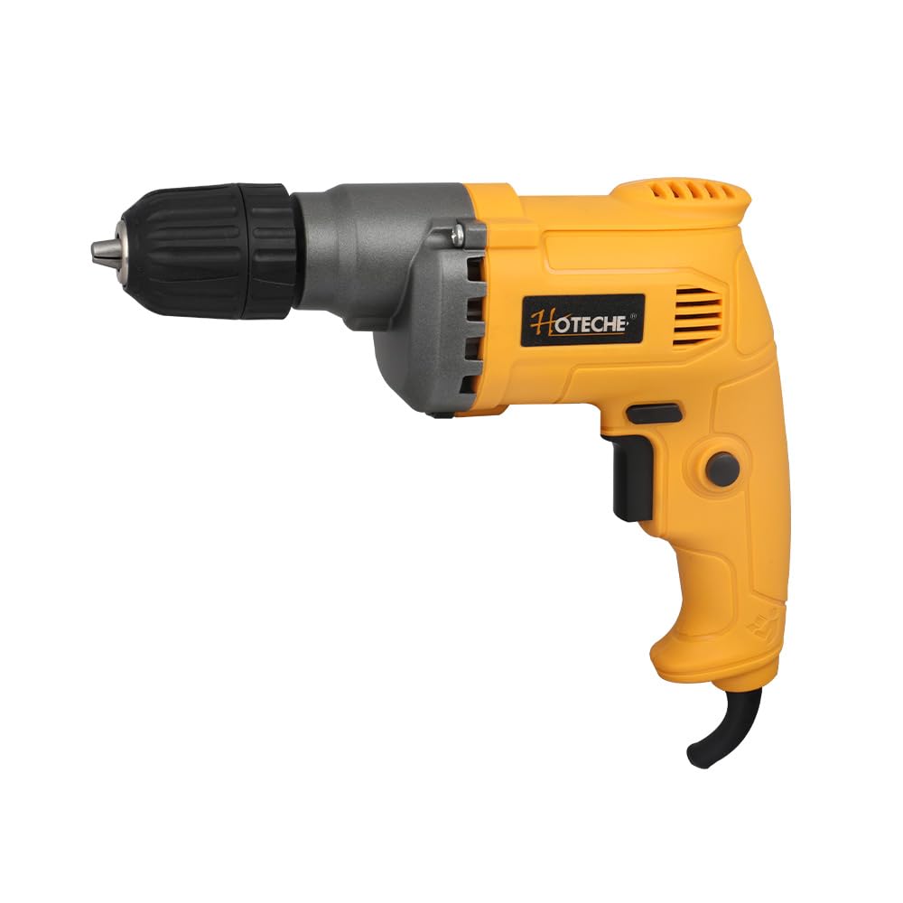 Hoteche 420W Elektrische Bohrmaschine, 0-4500 U/min, 10mm Metall/15mm Holz, 220-240V, 50/60Hz, mit K