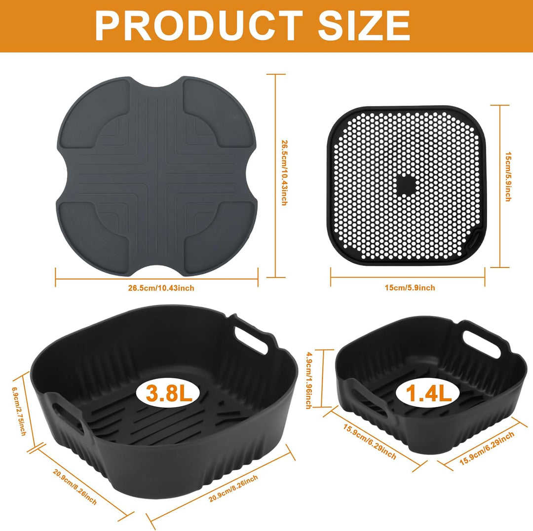 VINATO Heissluftfritteuse Zubehör Set für Ninja Crispi, Air Fryer Zubehör 4-teilig mit Backmatten, S