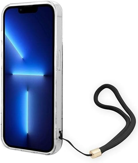 GUESS GUOHCP14LH4STK Hülle für iPhone 14 Pro 6,1" schwarz/Black hardcase 4G Print Strap