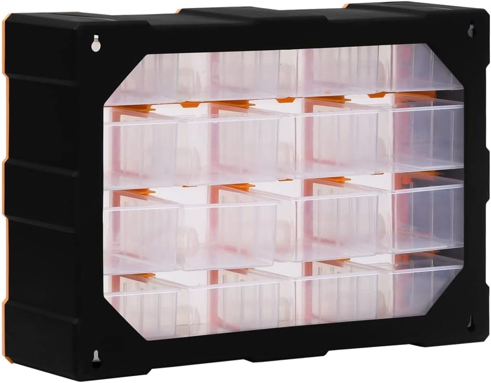 Multi-Schubladen-Organizer 16 Schubladen 52x16x37 cm Orange und Schwarz 16 Schubladen, Orange und Sc