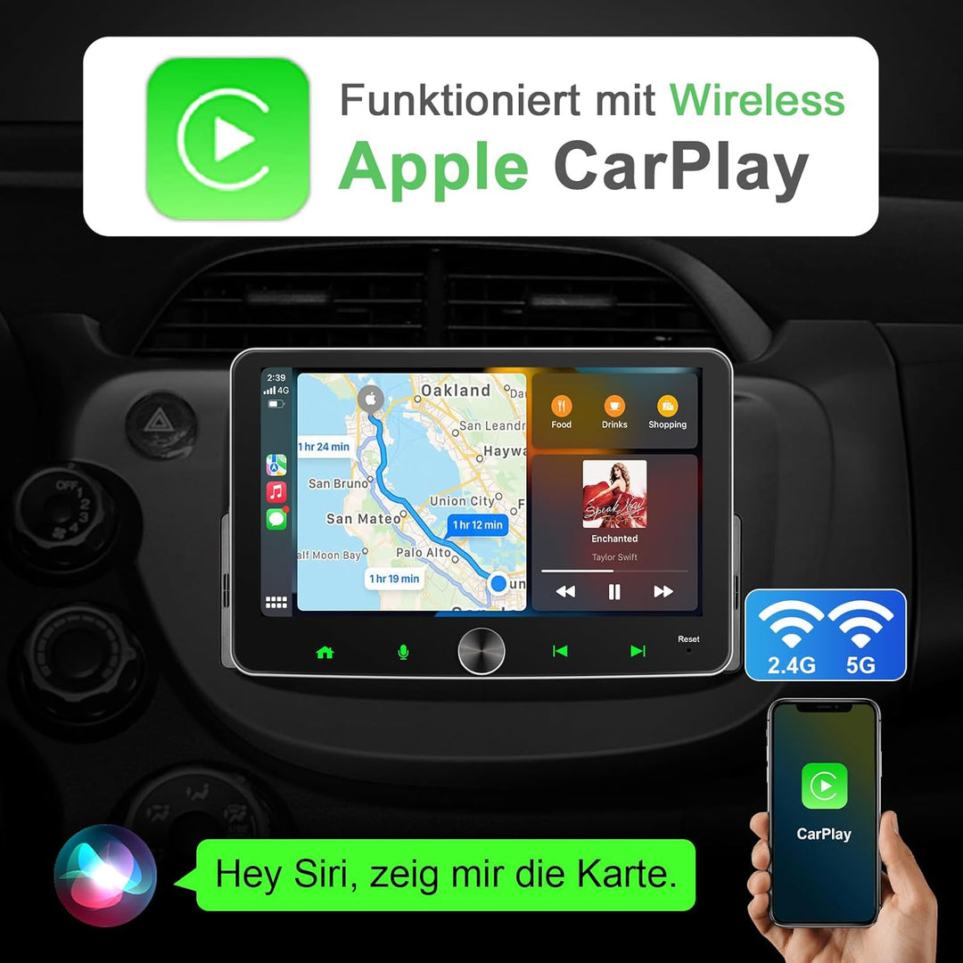 Android Autoradio 1Din Wireless CarPlay Wireless Android Auto Radio mit Bildschirm 7 Zoll 4G+64G Car