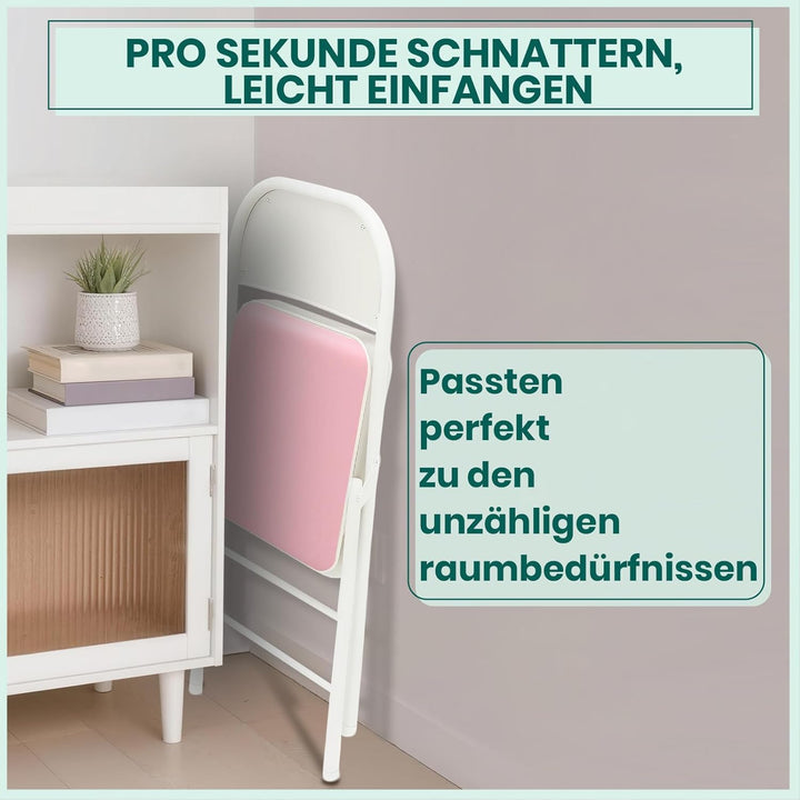Klappstuhl mit PU-Leder & Polsterung, Stabiler Metallrahmen, Leicht & Platzsparend, für Büro, Zuhaus