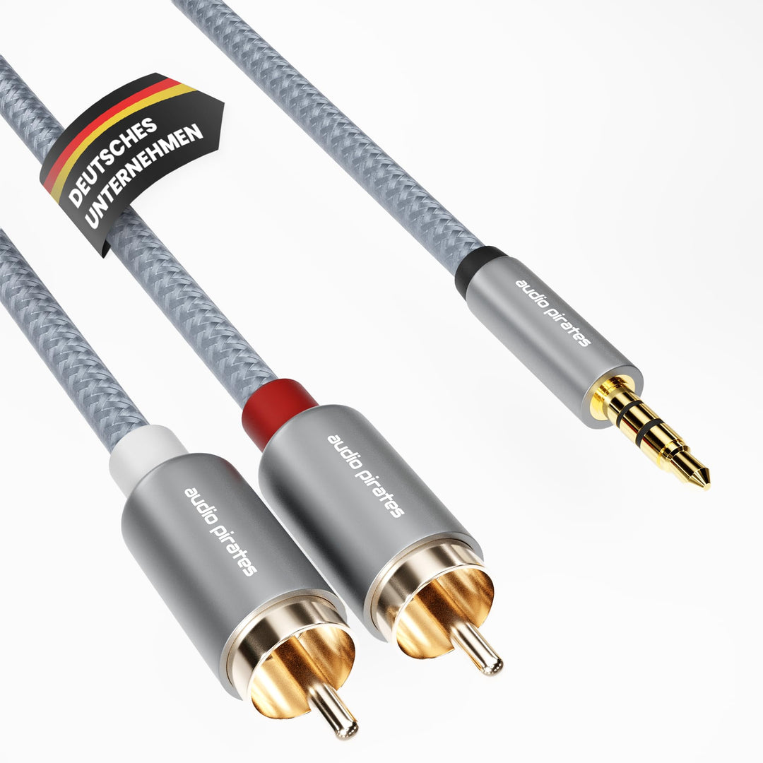 audio pirates Klinke auf Cinch | RCA-Kabel | 3,5mm-Klinkenkabel auf 2x Cinch-Kabel | Audio-Kabel für