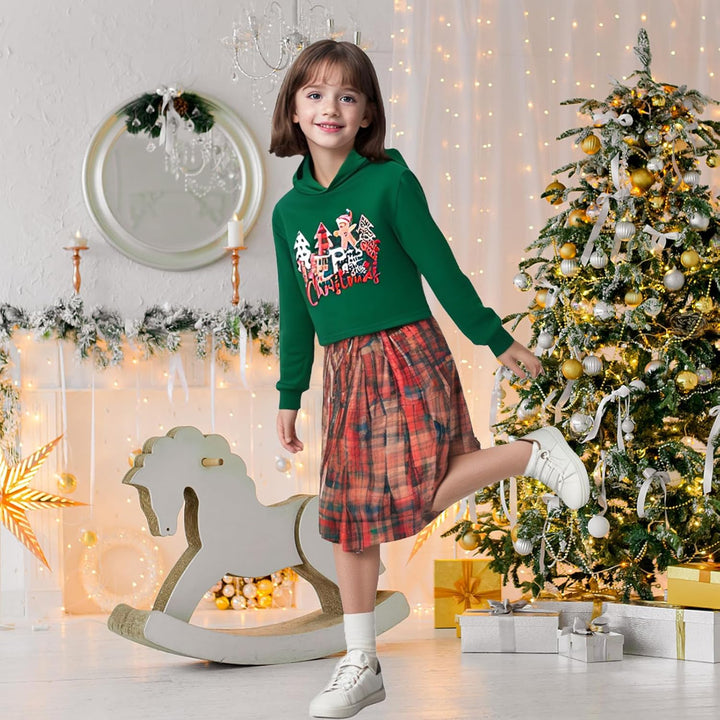 Mädchen Weihnachten Sweatshirts Brief gedruckt Crop Top Kinder Weihnachtsbaum Hoodies Langarm Pullov