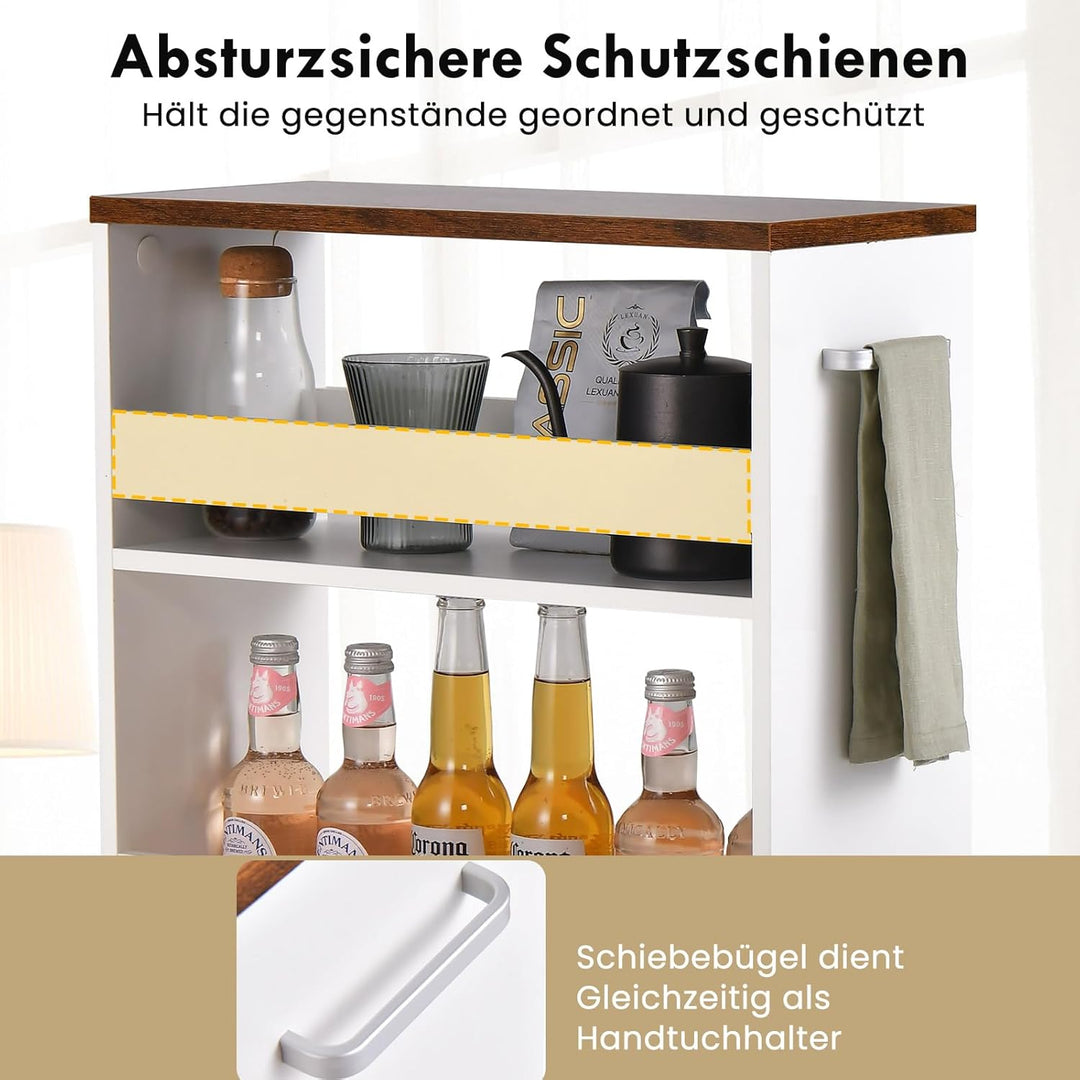 COSTWAY Nischenwagen 20cm breit, Nischenregal Badregal 4 Etagen, Nischenschrank auf Rollen, Servierw