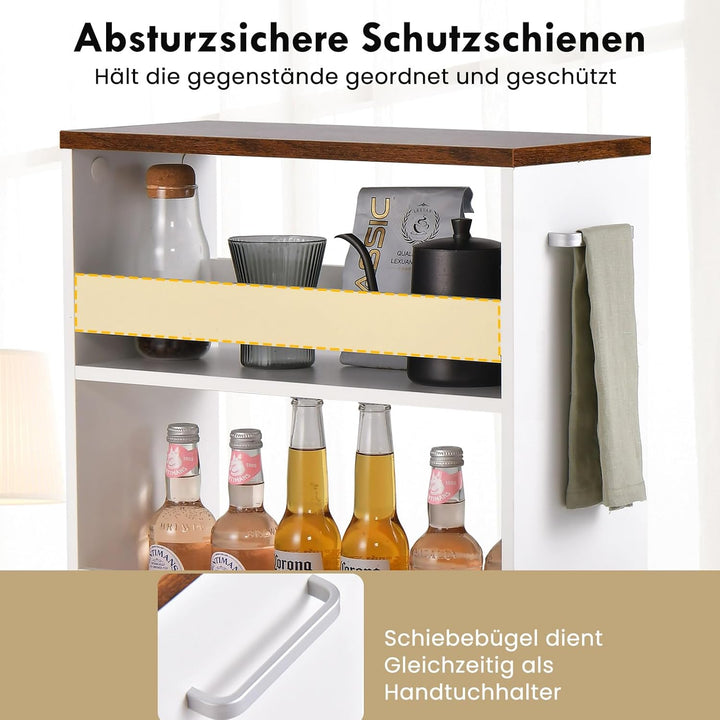 COSTWAY Nischenwagen 20cm breit, Nischenregal Badregal 4 Etagen, Nischenschrank auf Rollen, Servierw