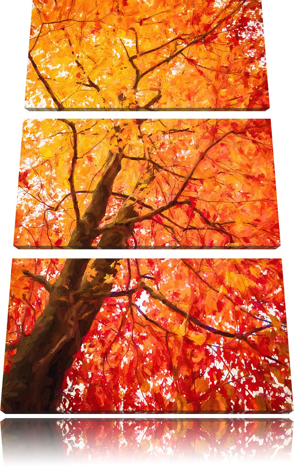 Pixxprint Feurige Herbstblätter Kunst als Leinwandbild/Grösse: 3 Teilig (120x80 cm) cm/Wandbild/Kuns