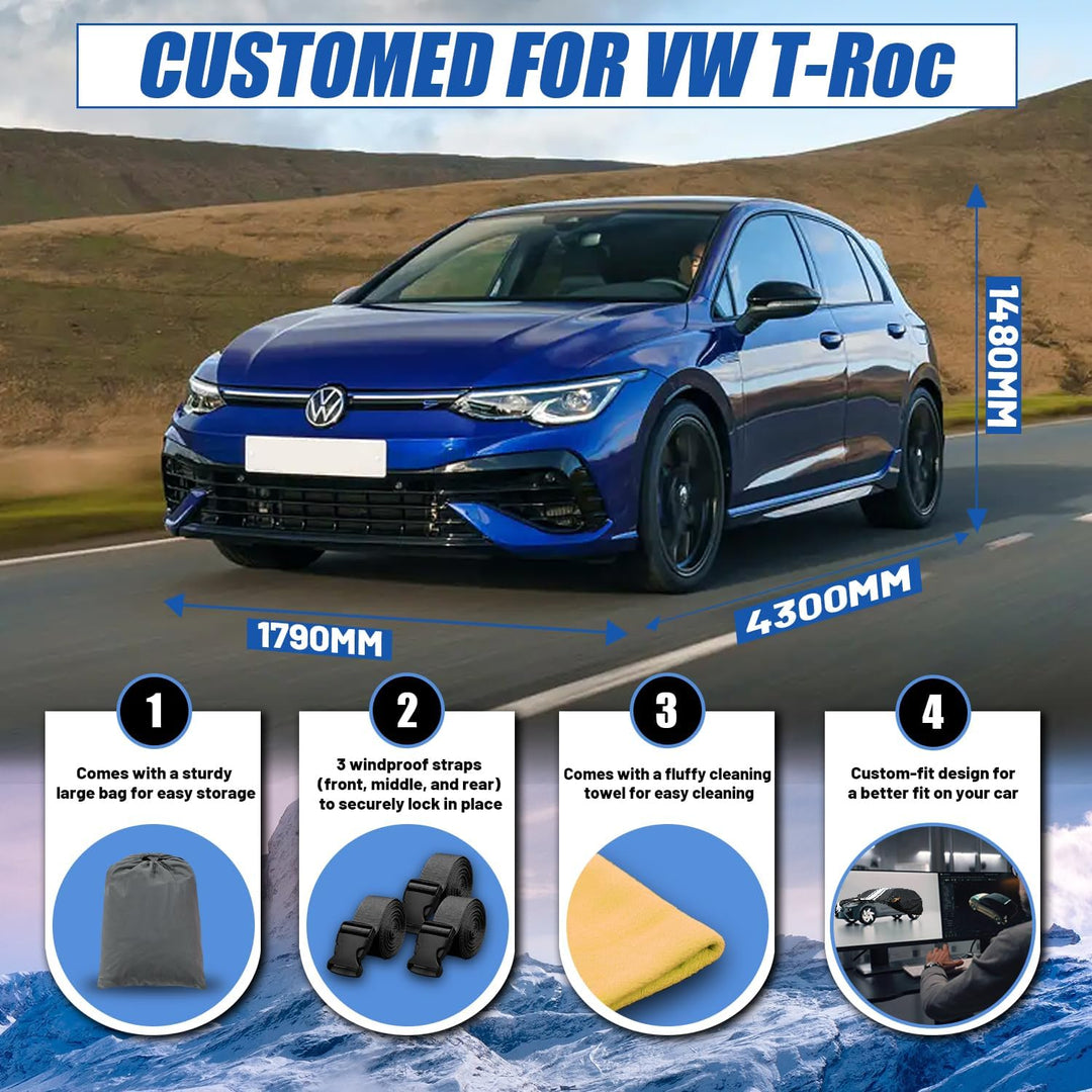 Cowtcver Autoabdeckung Wasserdicht Atmungsaktiv Passend für Volkswagen Golf MK5/6/7/8 2003-2026, Vol