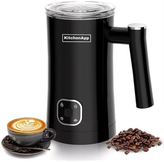KitchenApp 4-in-1 Elektrischer Milchaufschäumer | Heisses und kaltes Aufschäumen, Milch- und Schokol