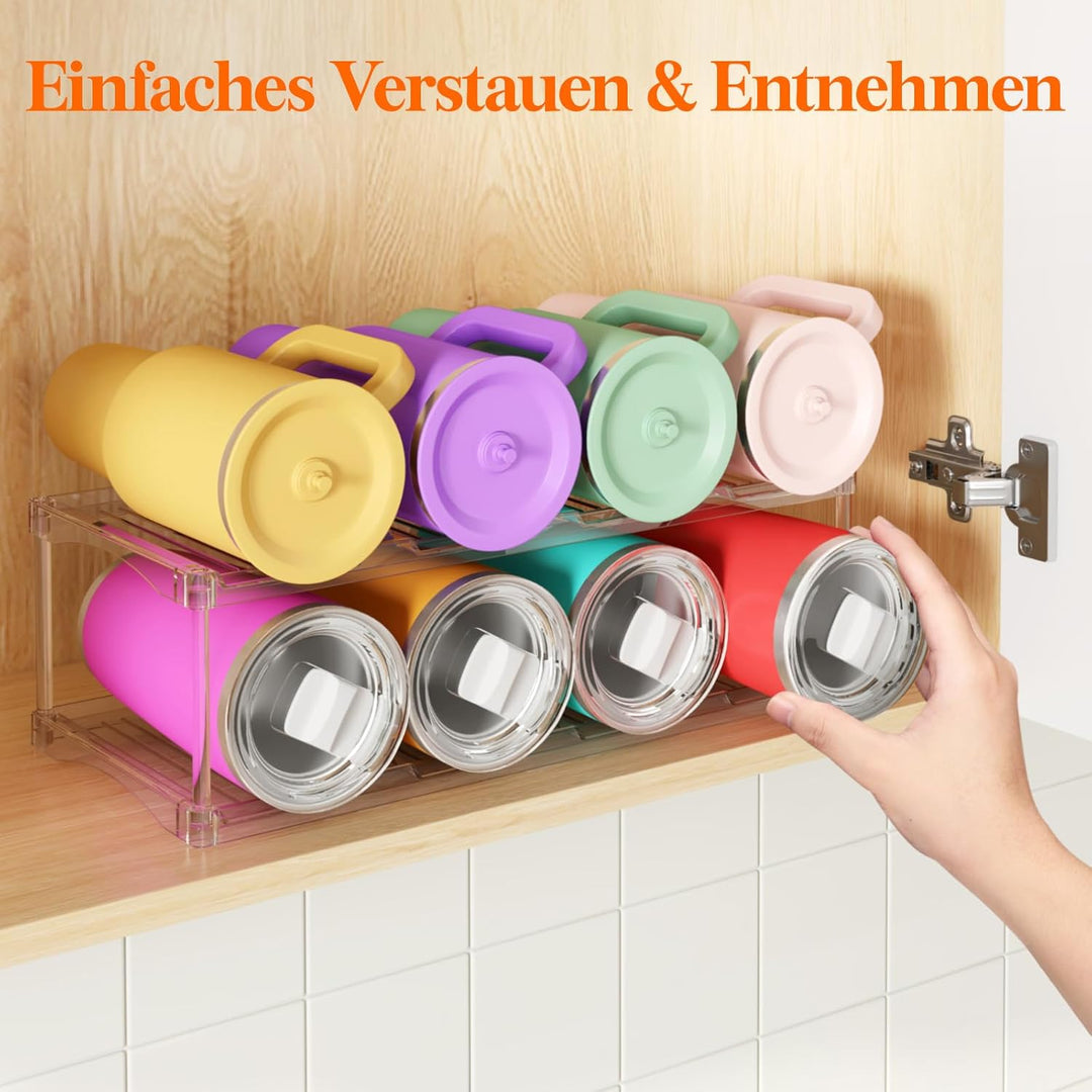 Lifewit Stapelbarer Flaschenorganizer aus Kunststoff für Zuhause, Tumbler- und Becherhalter, Transpa