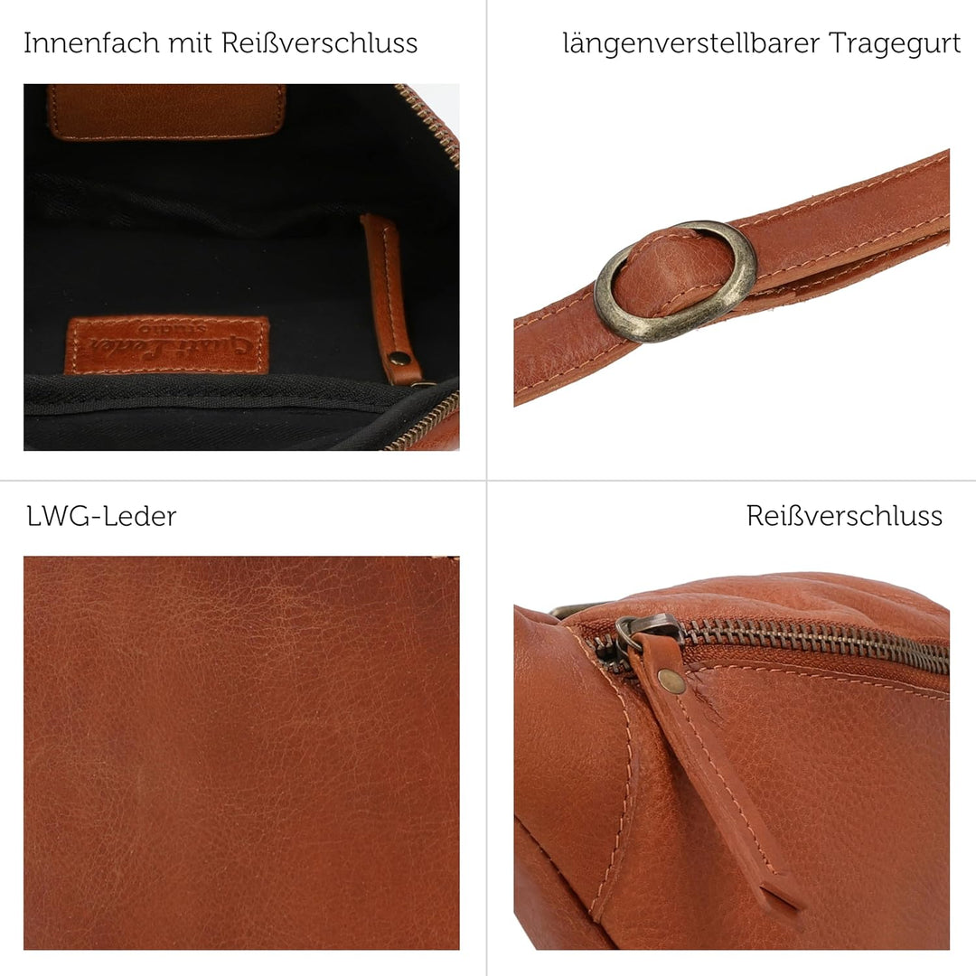 Gusti Leder Bauchtasche Cillian – Vintage Gürteltasche Leder Damen Herren vielseitige Hüfttasche Cro
