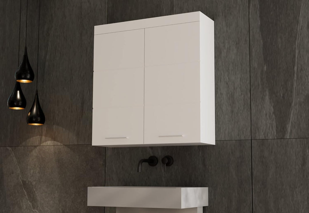 trendteam smart living Badezimmer Hängeschrank Wandschrank Amanda, 73 x 77 x 23 cm in Weiss / Weiss