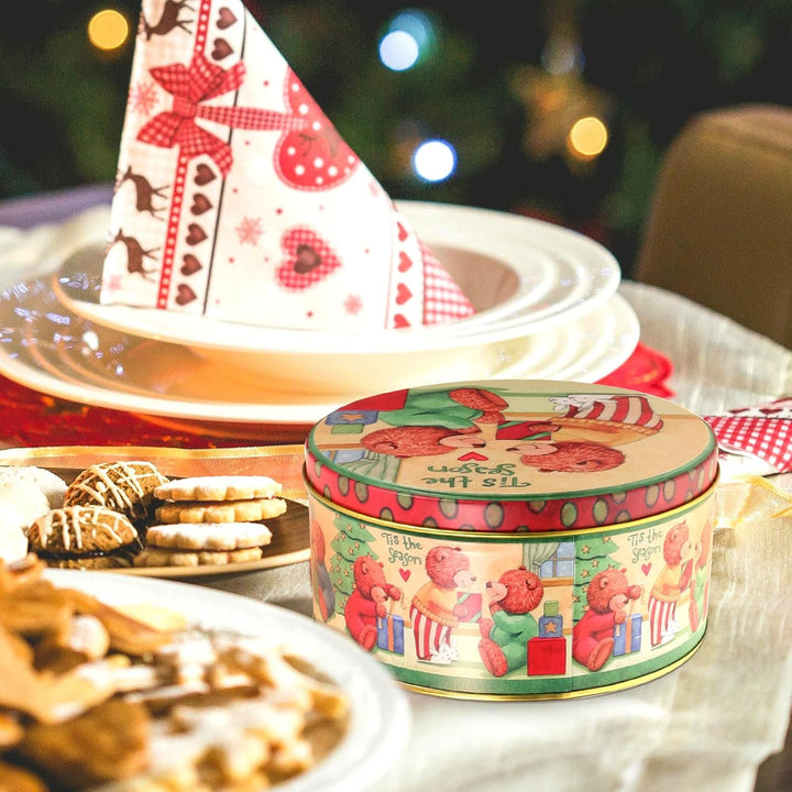 Angoily 4 Stück Keksdose Metall Weihnachten, Dosen Weihnachten, mit Vintage Bär Muster, Weihnachtsdo