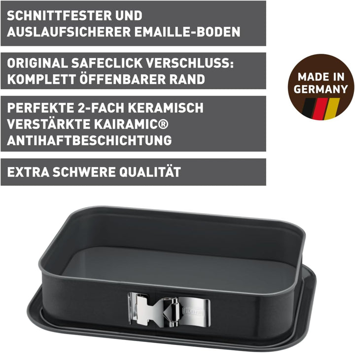 Original Kaiser La Forme Plus Springform eckig 35 x 24 cm, Backform rechteckig, Emailleboden, schnit