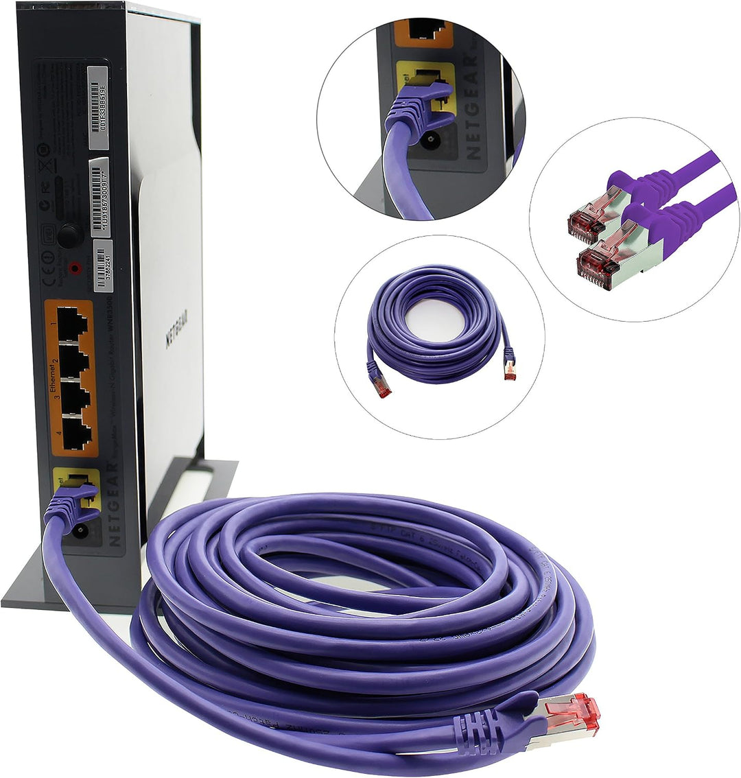 Netzwerkkabel Cat.6 3m violett - 10 x Ethernetkabel Lankabel Cat6 Lan Netzwerk Kabel Sftp Pimf Patch