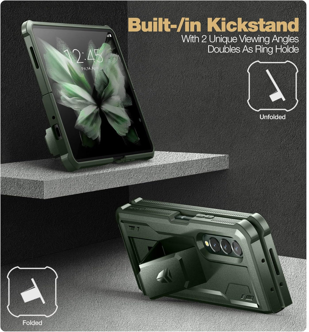 Dexnor für Samsung Galaxy Z Fold 3 5G (2021) Hülle, Full-Body Dual Layer Rugged Case mit eingebautem