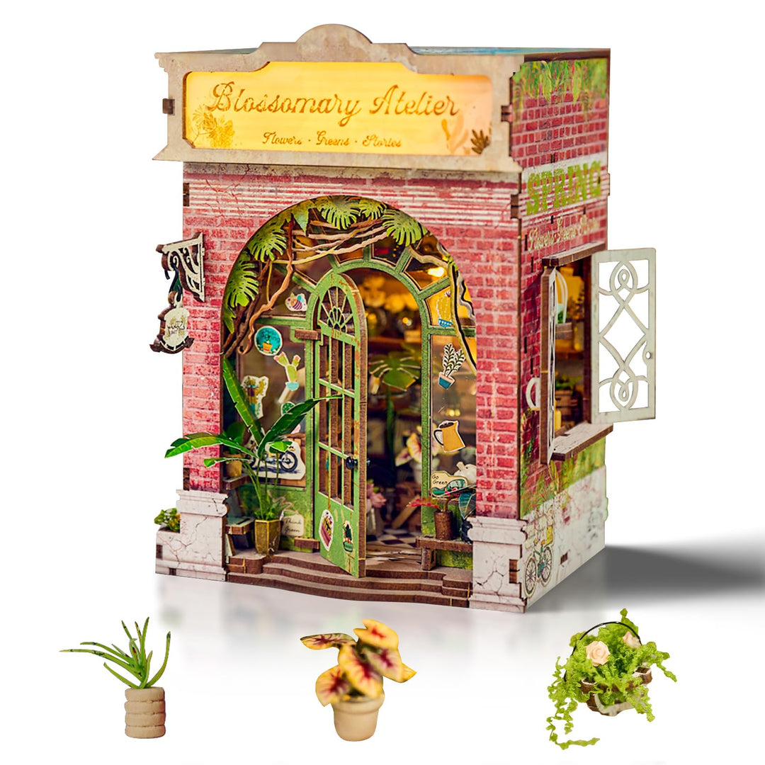 Cuteefun DIY Book Nook Kit, Miniatur Puppenhaus mit LED Licht | Kreatives Handwerk für Erwachsene, B