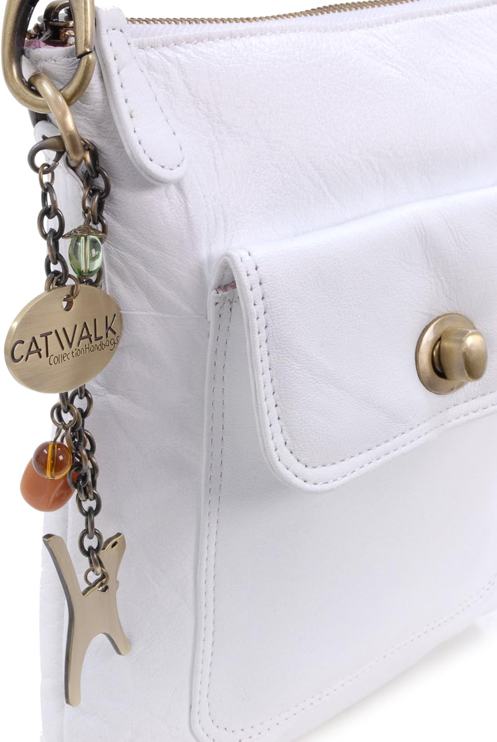 Catwalk Collection Handbags - Leder - Umhängetasche/Schultertasche - LAURA Weiss, Weiss