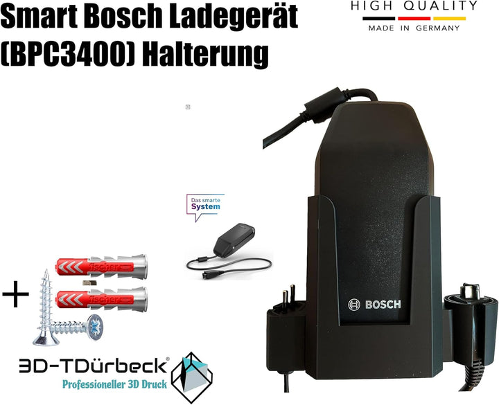 3D-TDürbeck Premium Wandhalterung für das Bosch Ladegerät eBike - Stabile und sichere Aufbewahrung f