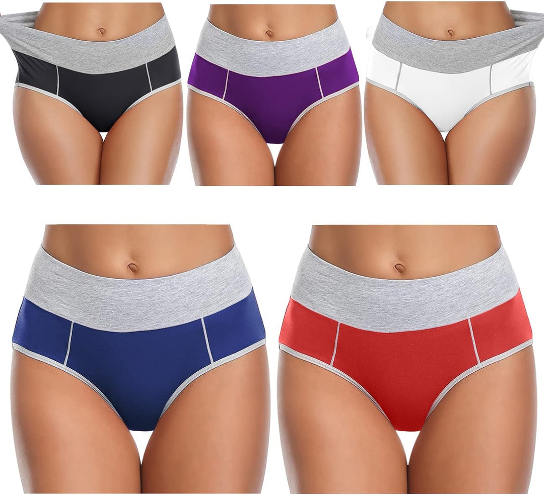 wirarpa Unterhosen Damen Baumwolle Unterwäsche Frauen Taillenslip Hohe Taille Slip 5er Pack XL Mehrf
