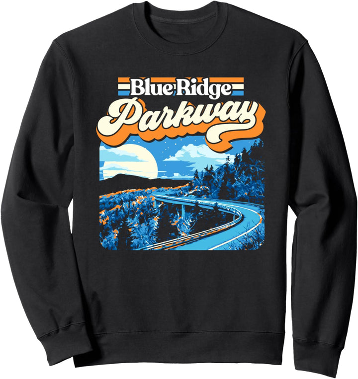 Blue Ridge Parkway Vintage Night Moon & Stars Graphic Sweatshirt