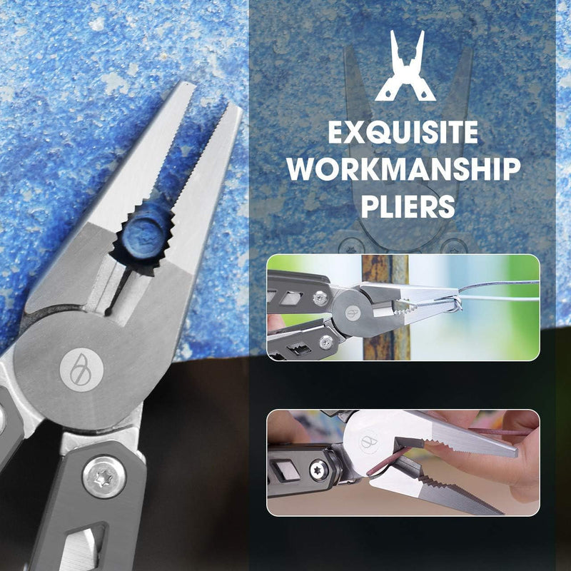 Multitool Zange Geschenke für Männer Frauen, BIBURY Titan Mehrzweck-Taschenmesser-Zangen-Kit, Edelst