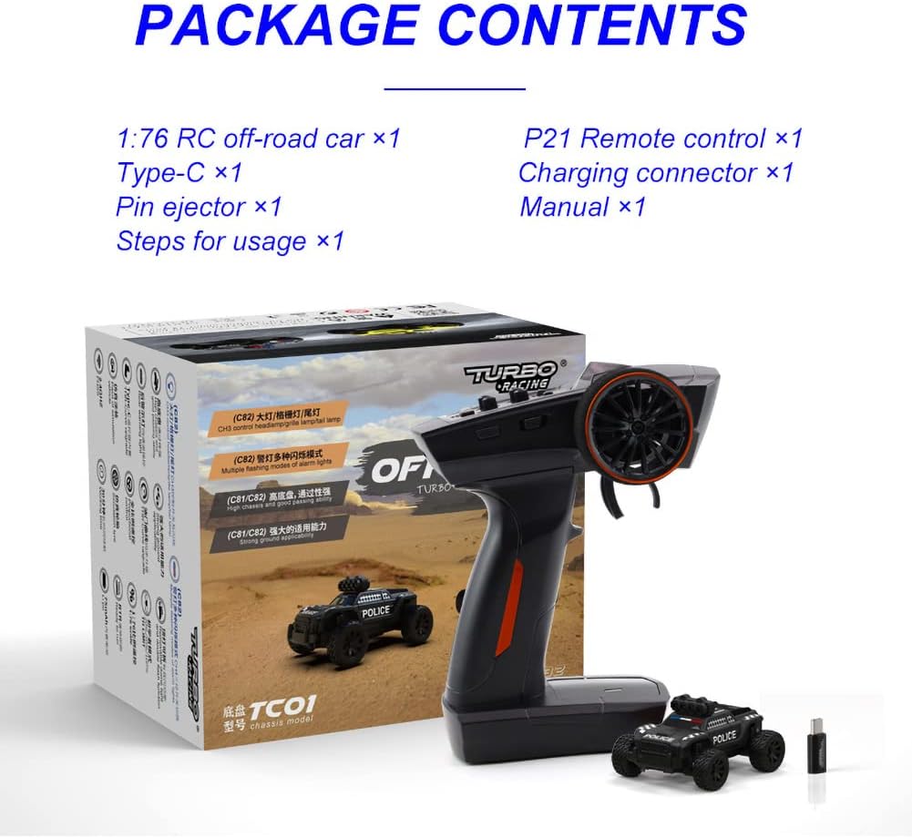 FLYCOLOR Turbo Racing 1:76 C82 RC Truck Auto Full Proportional RC Mini Sportwagen Fernbedienung für