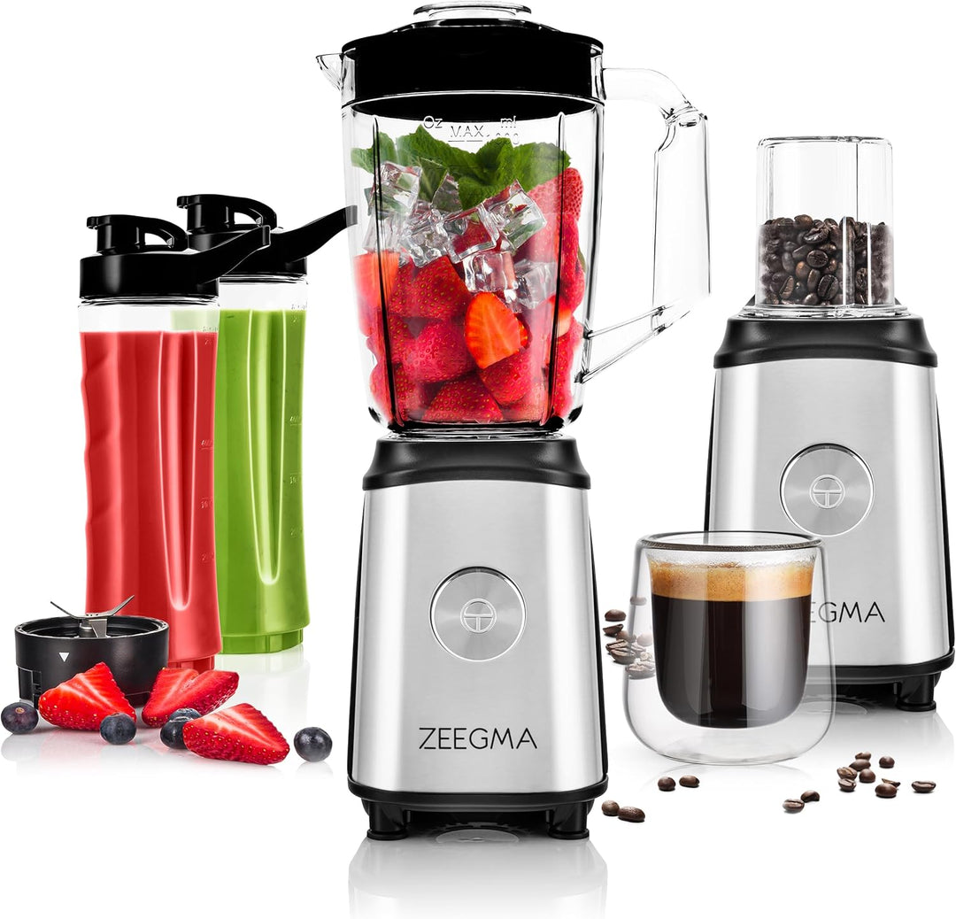 ZEEGMA Vitamine Multifunktion 4-in-1 Standmixer 1050W mit 1L Krug, Elektrischer Juicer Blender, Smoo
