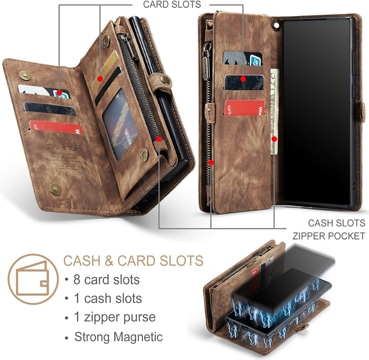 UFinetech 2-in-1 Luxus Samsung Galaxy Note 20 Hülle Case Tasche Magnetische Gute Flip Kartenfach Ket