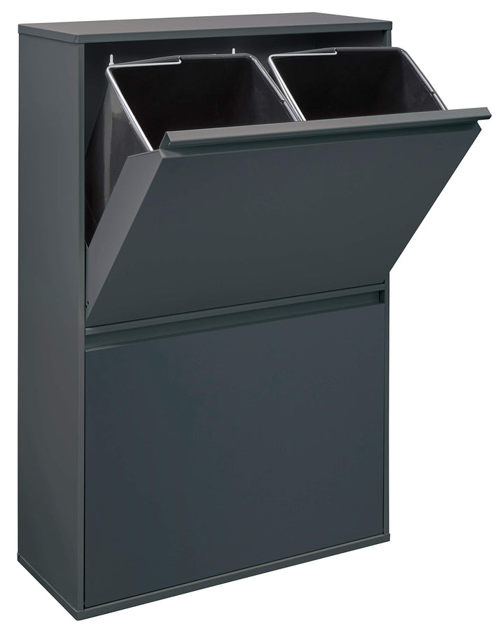 ARREGUI Basic CR604-B Recycling Abfalleimer/Mülleimer aus Stahl | Mülltrennsystem mit 4 entnehmbaren