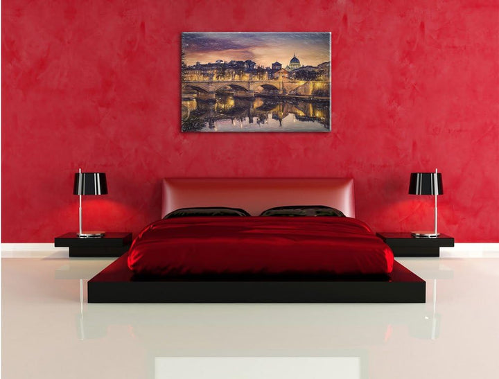 Pixxprint Rom Kathedrale St. Peter / 100x70cm Leinwandbild bespannt auf Holzrahmen/Wandbild Kunstdru