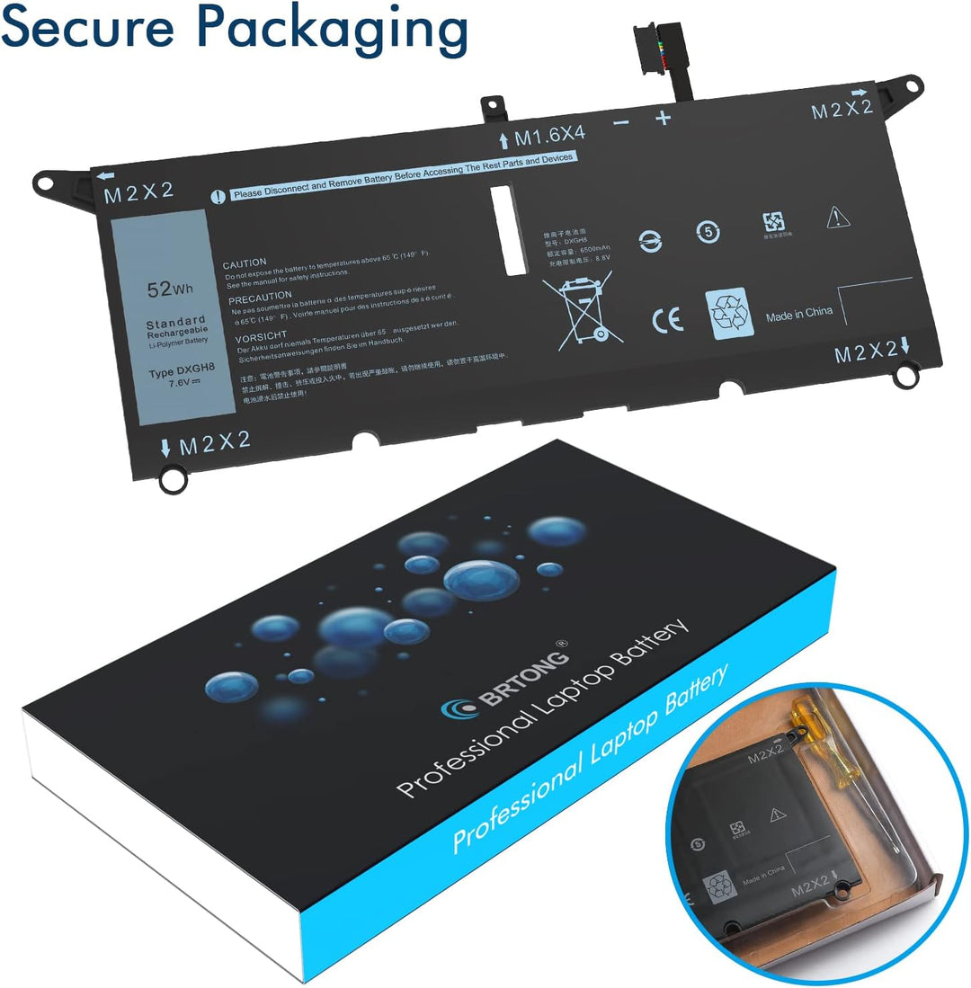 DXGH8 Austauschbarer Akku für Dell XPS 13 7930 9380 9370 13 7391 7390 2-in-1 7490 Latitude E3301 330