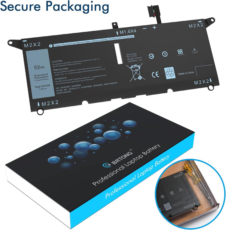 DXGH8 Austauschbarer Akku für Dell XPS 13 7930 9380 9370 13 7391 7390 2-in-1 7490 Latitude E3301 330