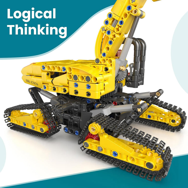 Mould King Bagger Bauset, Konstruktions-Baukasten für Modellbagger mit 840 Teilen, STEM Spielzeug fü