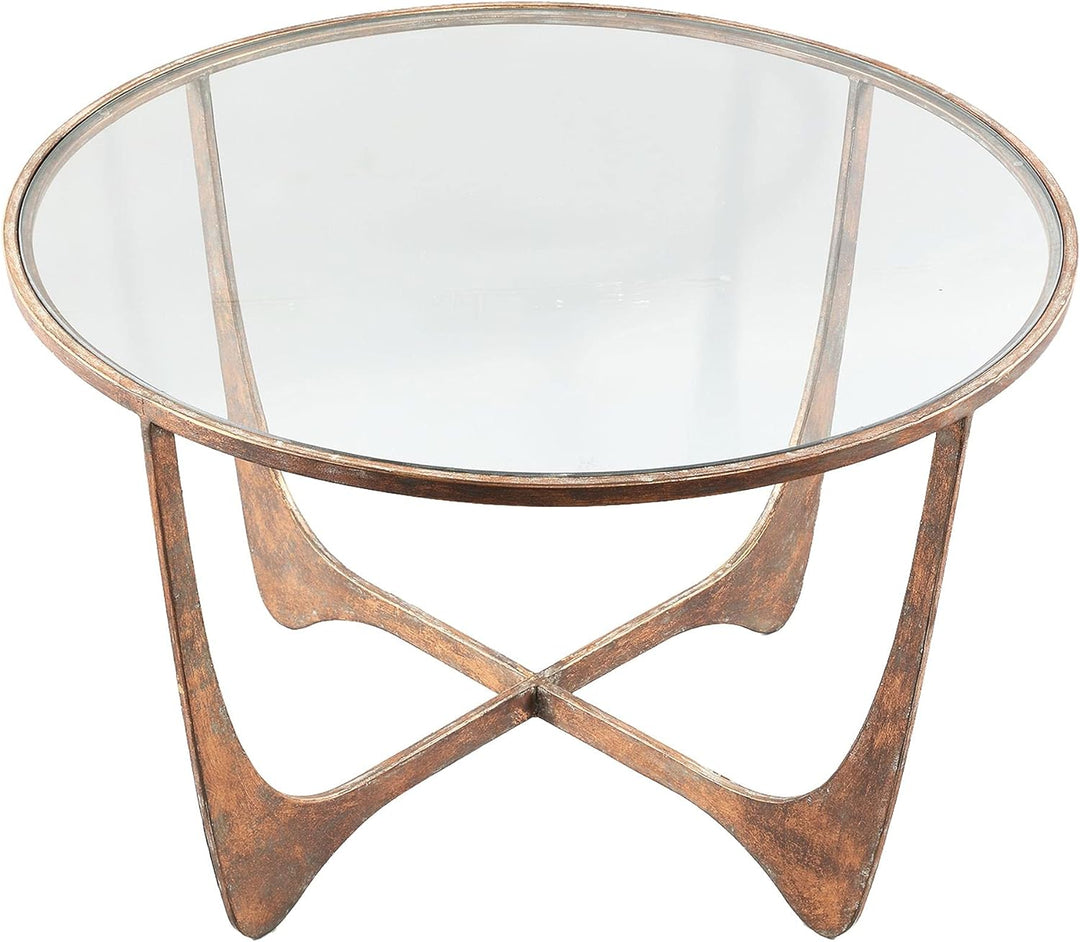 Art Déco Couchtisch Beistelltisch Maxim Copper Metall Glas