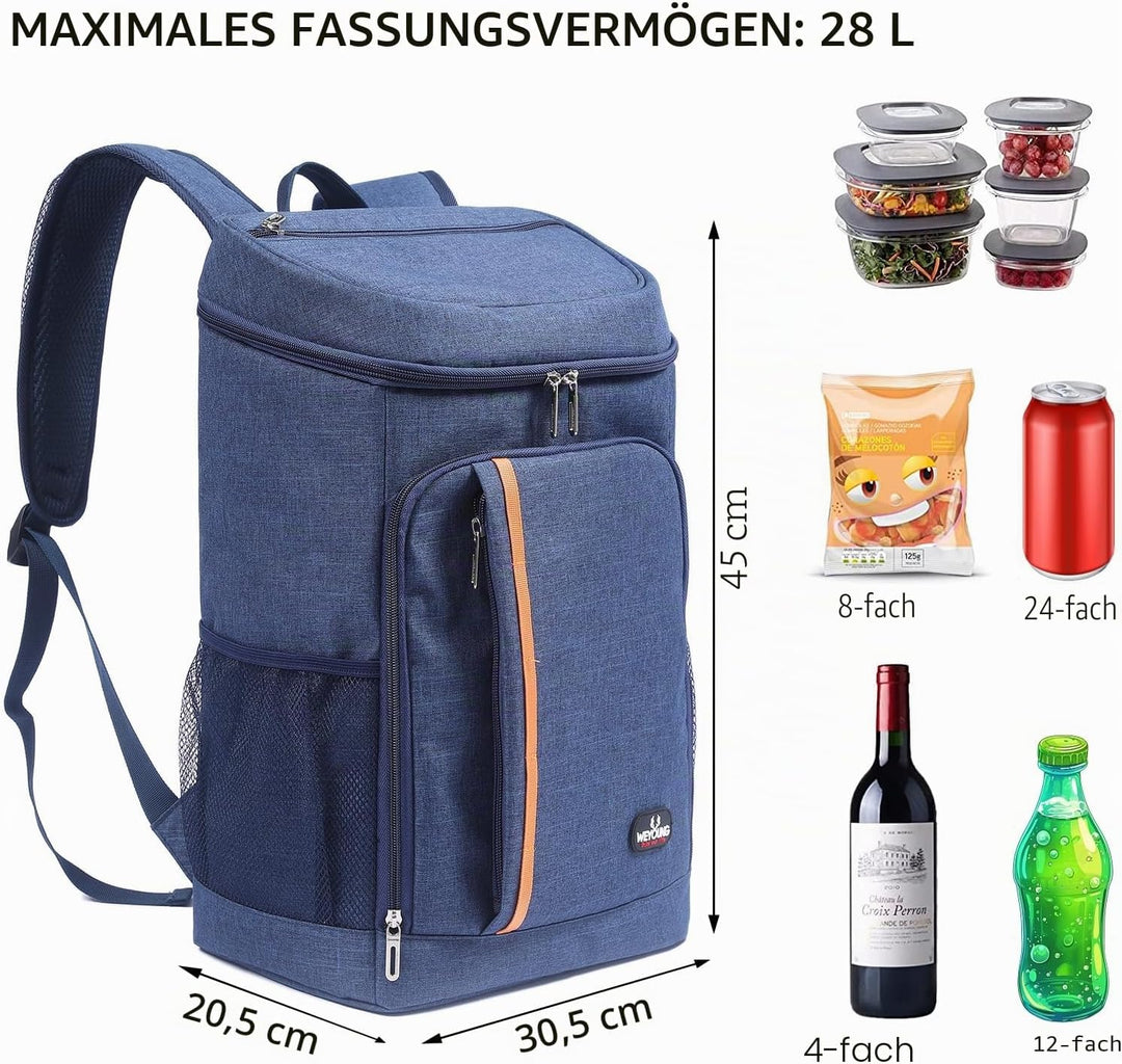 MCXKJ 28L Kühl Rucksack Kühlrucksack Kühltasche Picknicktasche Gross Isoliert Cooler Bag Männer Frau