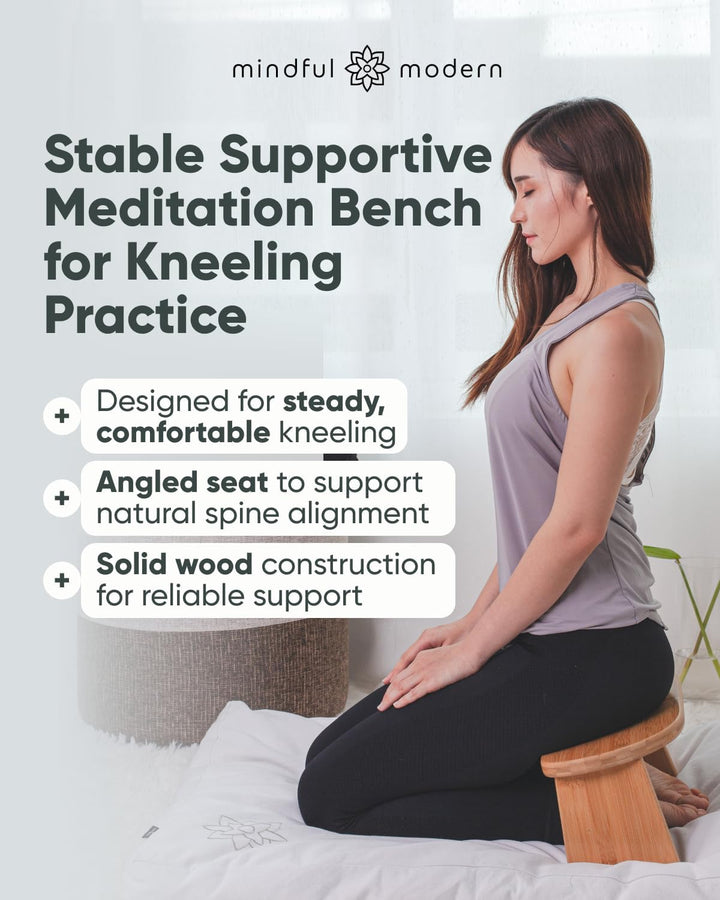 Mindful &amp; Modern Faltbare Meditationsbank | Verriegelung magnetische Scharniere | Holzkniende ergono