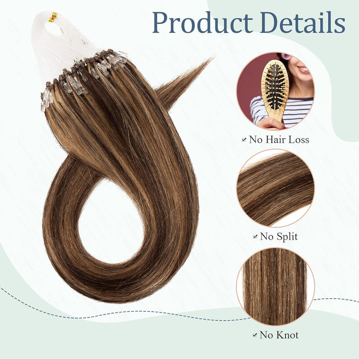 Silk-co Microring Extensions Echthaar 0.5g Haarteile Echthaar 100 Strähnen Weich Glatt Haarverlänger
