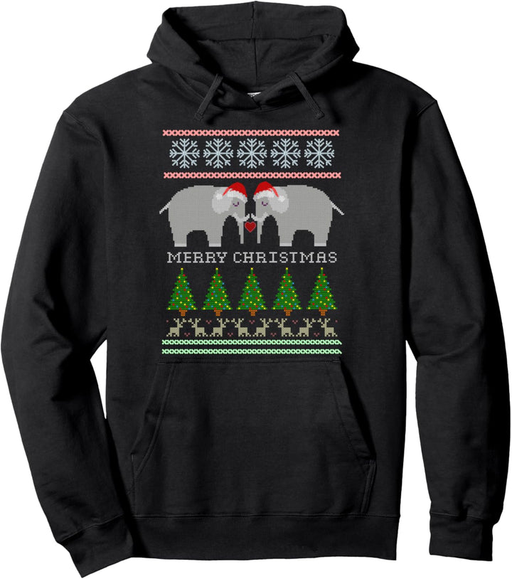 Niedliche weisse Elefanten Weihnachten hässlicher Pullover Hoodie