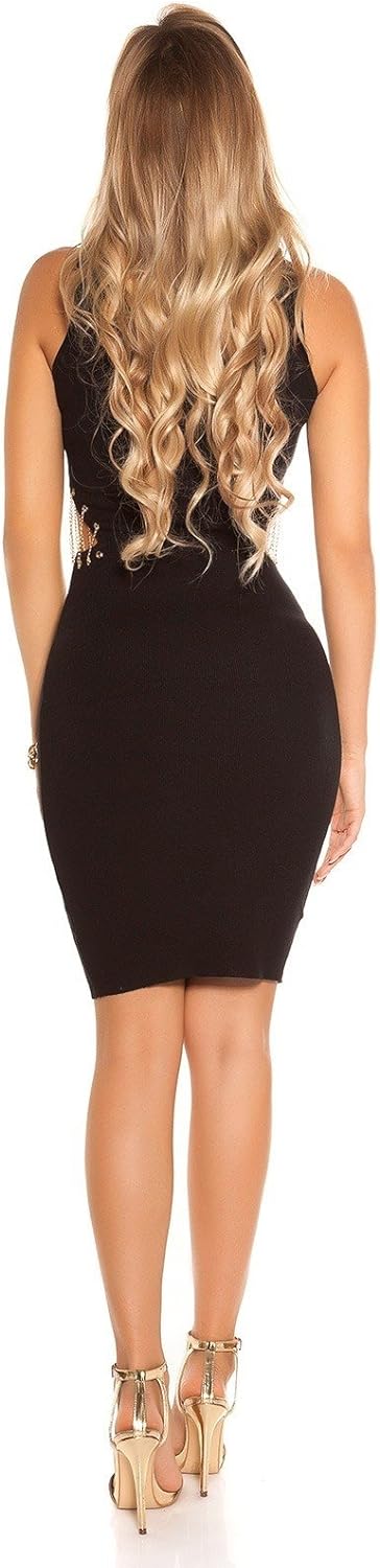Koucla Sexy Kleid ärmellos mit Taillen-Cutouts und Zier-Kettchen S