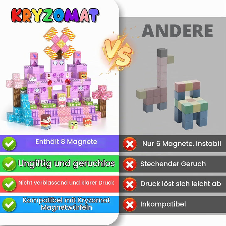 Magnetische Bausteine, Magnetic Blocks 200 PCS ab 3 Jahre Kinder, Magnetbausteine für Jungen Mädchen